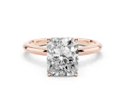 Radiant Cut Micro-Prong Hidden Halo Engagement Ring Setting | Plain Band | Rose Gold