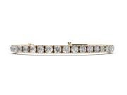 Round Lab-Grown Diamond Square Link Tennis Bracelet | Prong Set | Yellow Gold