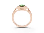 Emerald Cut Milgrain Halo Engagement Ring Setting for a Fancy Green Lab-Grown Diamond | Graduated Pavé | Rose Gold