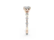 Cushion Cut Pavé Solitaire Engagement Ring Setting | Alternating Accents | Rose Gold