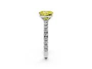 Radiant Cut Pave Solitaire Engagement Ring Setting for a Fancy Yellow Lab-Grown Diamond | Shared Prong Band | White Gold