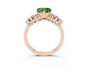 Fancy Green Heart Cut Diamond Cluster Engagement Ring Set in Rose gold with Pavé Band and Prong Setting