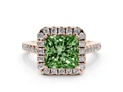 Princess Cut Raised Halo Engagement Ring Setting for a Fancy Green Lab-Grown Diamond | Rose Gold