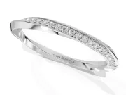 Round Lab-Grown Diamond Pavé Ribbon Twist Wedding Band | Polished Turn | Sterling Silver