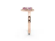 Fancy Pink Pear Cut Diamond Halo Ring Set in Rose gold with Solitaire Band and Prong Setting