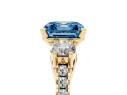 Asscher Cut Three-Stone Engagement Ring Setting for a Fancy Blue Lab-Grown Diamond | Yellow Gold