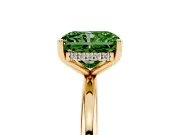 Radiant Cut Hidden Halo Engagement Ring Setting for a Fancy Green Lab-Grown Diamond | Plain Band | Yellow Gold