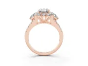 Radiant Cut Diamond Halo Split Shank Engagement Ring Set in Rose gold with Prong-Held Center Stone