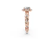 Cushion Cut Filigree Leaf Halo Engagement Ring Setting | Bezel Leaf Accents | Rose Gold