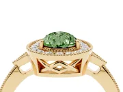 Pear-Shaped Milgrain Halo Engagement Ring Setting for a Fancy Green Lab-Grown Diamond | Graduated Pavé | Yellow Gold