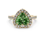 Heart-Shaped Raised Halo Engagement Ring Setting for a Fancy Green Lab-Grown Diamond | Yellow Gold