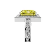 Princess Cut Sectioned Halo Engagement Ring Setting for a Fancy Yellow Lab-Grown Diamond | Sterling Silver