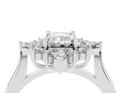 Emerald Cut Cluster Halo Engagement Ring Setting | Sterling Silver