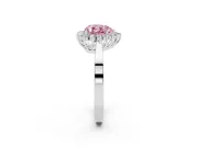 Fancy Pink Heart Cut Diamond Halo Ring Set in White gold with Round Halo and Smooth Solitaire Band