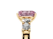 Emerald Cut Five Stone Engagement Ring Setting for a Fancy Pink Lab-Grown Diamond | Yellow Gold