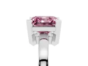 Fancy Pink Asscher Cut Diamond Solitaire Ring Set in White gold with Prong Head and Smooth Polished Band