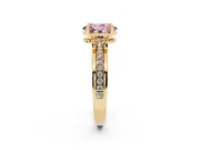 Oval Channel Engagement Ring Setting for a Fancy Pink Lab-Grown Diamond | Yellow Gold