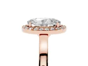 Oval Thin Halo Low Profile Engagement Ring Setting | Slim Plain Band | Rose Gold