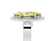 Fancy Yellow Marquise Cut Diamond Halo Ring Set in White gold with Pavé-Lined Split Shank Band