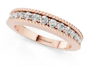 Round Diamond Channel Band Set in Rose gold with Milgrain Edges