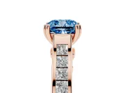 Cushion Cut Channel Engagement Ring Setting for a Fancy Blue Lab-Grown Diamond | Rose Gold - Design NV-24671
