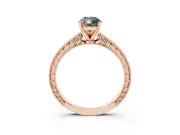 Pear-Shaped Engraved Solitaire Engagement Ring Setting for a Black Center | Rose Gold