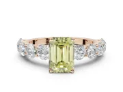 Emerald Cut Engagement Ring Setting for a Fancy Yellow Lab-Grown Diamond | Rose Gold - Design NV-24455