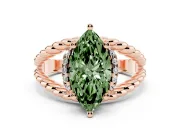 Marquise Rope Split Shank Engagement Ring Setting for a Fancy Green Lab-Grown Diamond | Rose Gold