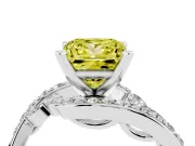 Princess Cut Bypass Engagement Ring Setting for a Fancy Yellow Lab-Grown Diamond | Marquise Accents | Sterling Silver