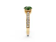 Round Vintage Hidden Halo Engagement Ring Setting for a Fancy Green Lab-Grown Diamond | Milgrain Pave Band | Yellow Gold