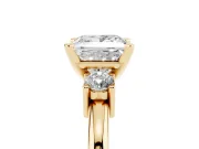 Princess Cut Three Stone Engagement Ring Setting | Round Side Stones | Yellow Gold