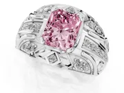 Radiant Cut Art Deco Graduated Engagement Ring Setting for a Fancy Pink Lab-Grown Diamond | Platinum