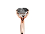 Cushion Cut Hidden Halo Engagement Ring Setting for a Black Center | Thin Plain Band | Rose Gold