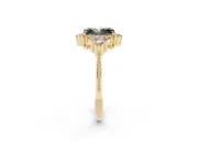 Fancy Black Radiant Cut Diamond Cluster Ring Set in Yellow gold with Beaded Band