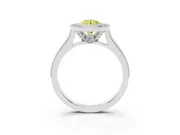Pear-Shaped Vintage Milgrain Halo Engagement Ring Setting for a Fancy Yellow Lab-Grown Diamond | Bezel Head | White Gold