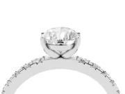 Pear Cut Diamond Pavé Band Solitaire Set in Platinum with Prong Setting
