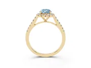 Pear-Shaped Halo Engagement Ring Setting for a Fancy Blue Lab-Grown Diamond | Pave Shoulders | Yellow Gold