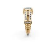 Emerald Cut Vintage Milgrain Engagement Ring Setting | Hidden Halo | Yellow Gold