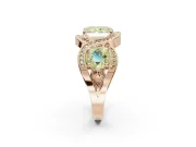 Radiant Cut Three Stone Halo Engagement Ring Setting for a Fancy Yellow Lab-Grown Diamond | Pavé Wave Band | Rose Gold
