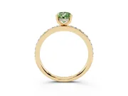 Fancy Green Pear Cut Diamond Pavé Band Ring Set in Yellow gold with Prong-Set Center Stone