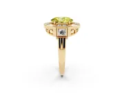 Fancy Yellow Oval Cut Diamond Milgrain Halo Ring Set in Yellow gold with Split Shank