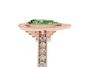 Pear-Shaped Vintage Milgrain Halo Engagement Ring Setting for a Fancy Green Lab-Grown Diamond | Bezel Head | Rose Gold
