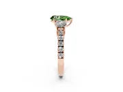 Pear-Shaped Engagement Ring Setting for a Fancy Green Lab-Grown Diamond | Three Stone | Rose Gold