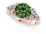 Round Cluster Side Stone Engagement Ring Setting for a Fancy Green Lab-Grown Diamond | Rose Gold