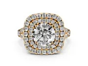 Round Halo Split Shank Engagement Ring Setting | Yellow Gold
