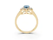 Emerald Cut Scalloped Cluster Halo Engagement Ring Setting for a Fancy Blue Lab-Grown Diamond | Plain Band | Yellow Gold