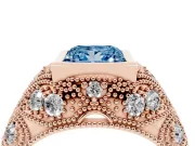 Fancy Blue Princess Cut Diamond Bezel Ring Set in Rose gold with Milgrain Accent Band