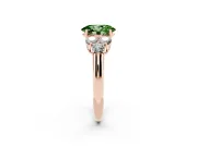Oval Side Stone Engagement Ring Setting for a Fancy Green Lab-Grown Diamond | Rose Gold