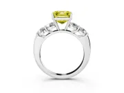 Asscher Cut Five Stone Engagement Ring Setting for a Fancy Yellow Lab-Grown Diamond | Prong Set Side Stones | White Gold