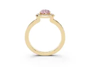 Pear-Shaped Bezel-Rim Halo Engagement Ring Setting for a Fancy Pink Lab-Grown Diamond | Pave Band | Yellow Gold